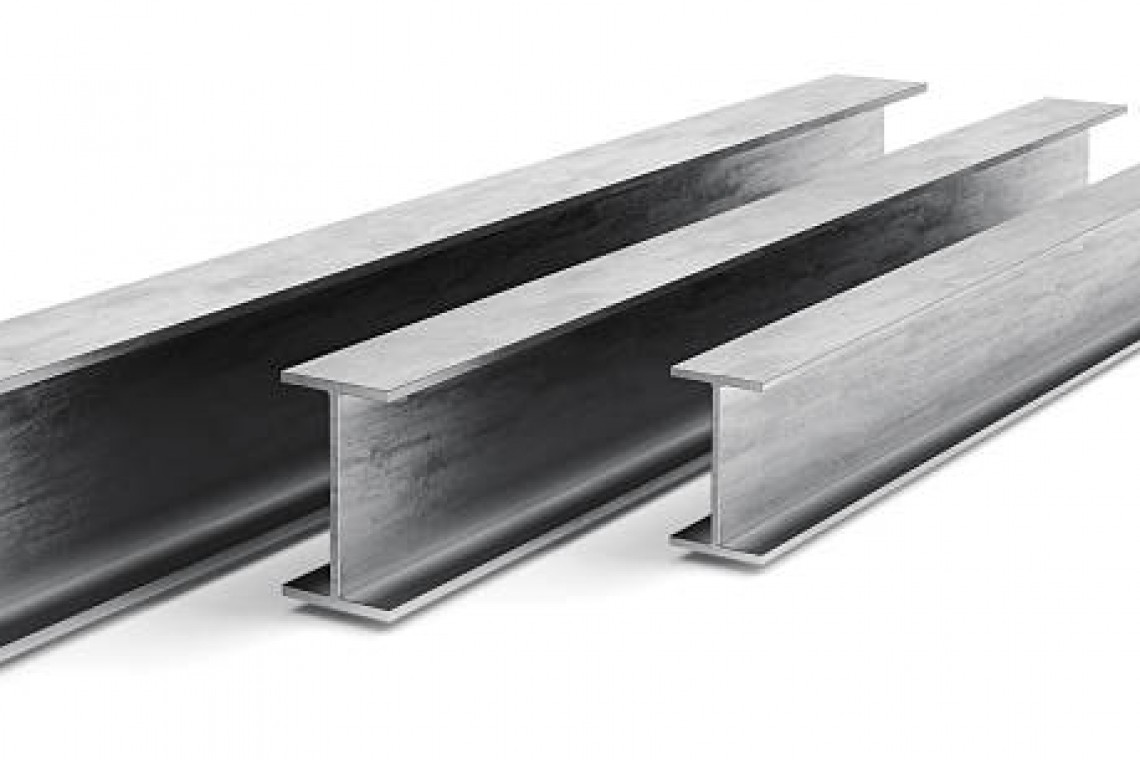 Steel I-beam. Flange beam on a white background. 3D rendering